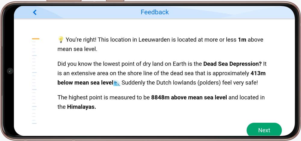 Feedback in app for student excursion trips