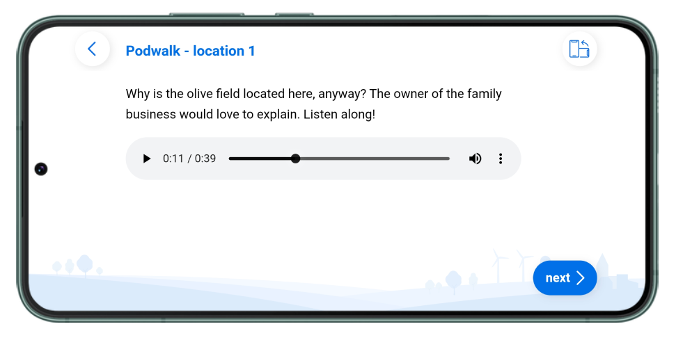 Podwalk app Peek - Audio file